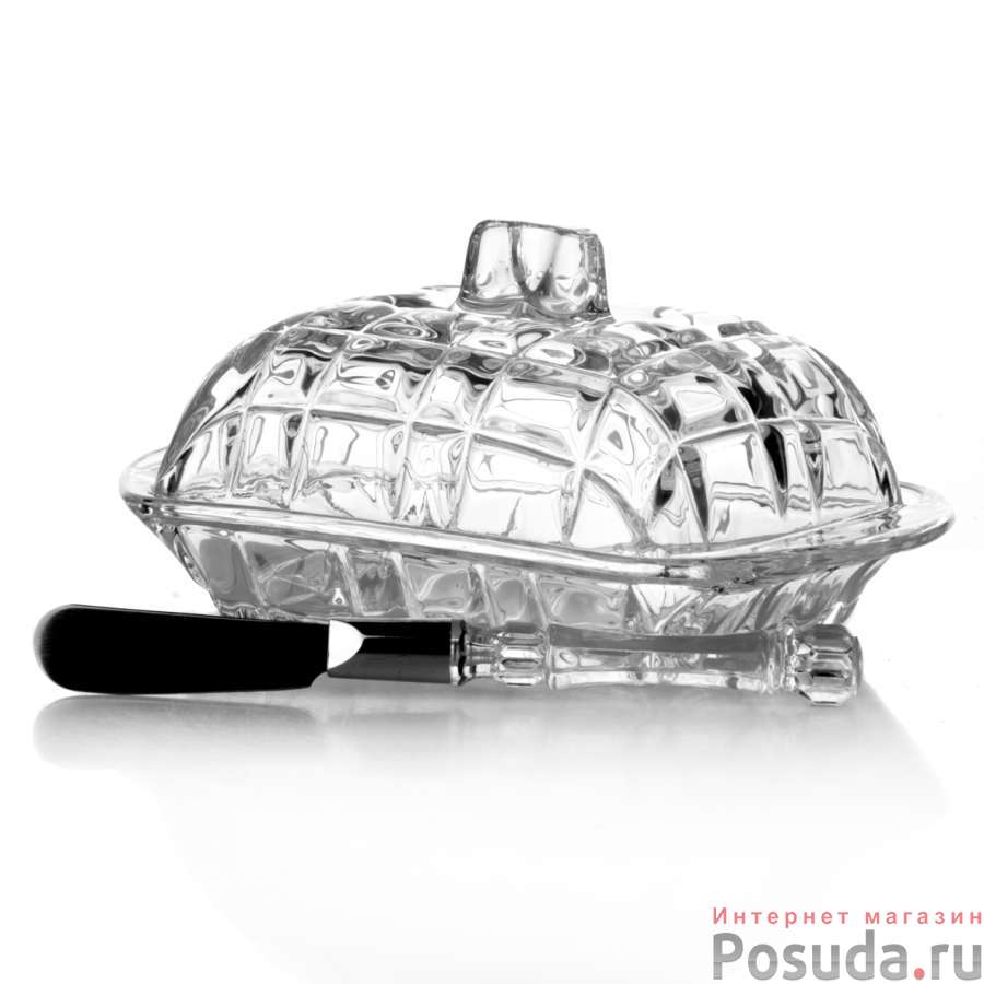 Масленка стеклянная с ножом