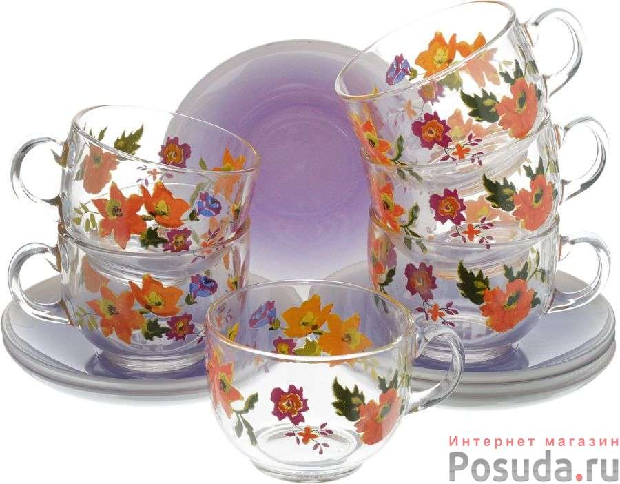 Набор чайный на 6 персон Luminarc "Marisa Purple", 220 мл