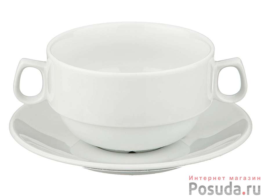 БУЛЬОННИЦА с блюдцем "Евро" 300мл в=6см