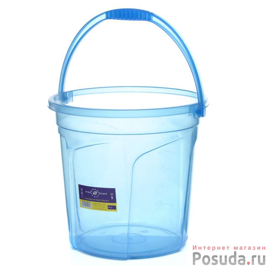 Ведро 15 л прозрачное (цвет в ассортименте)