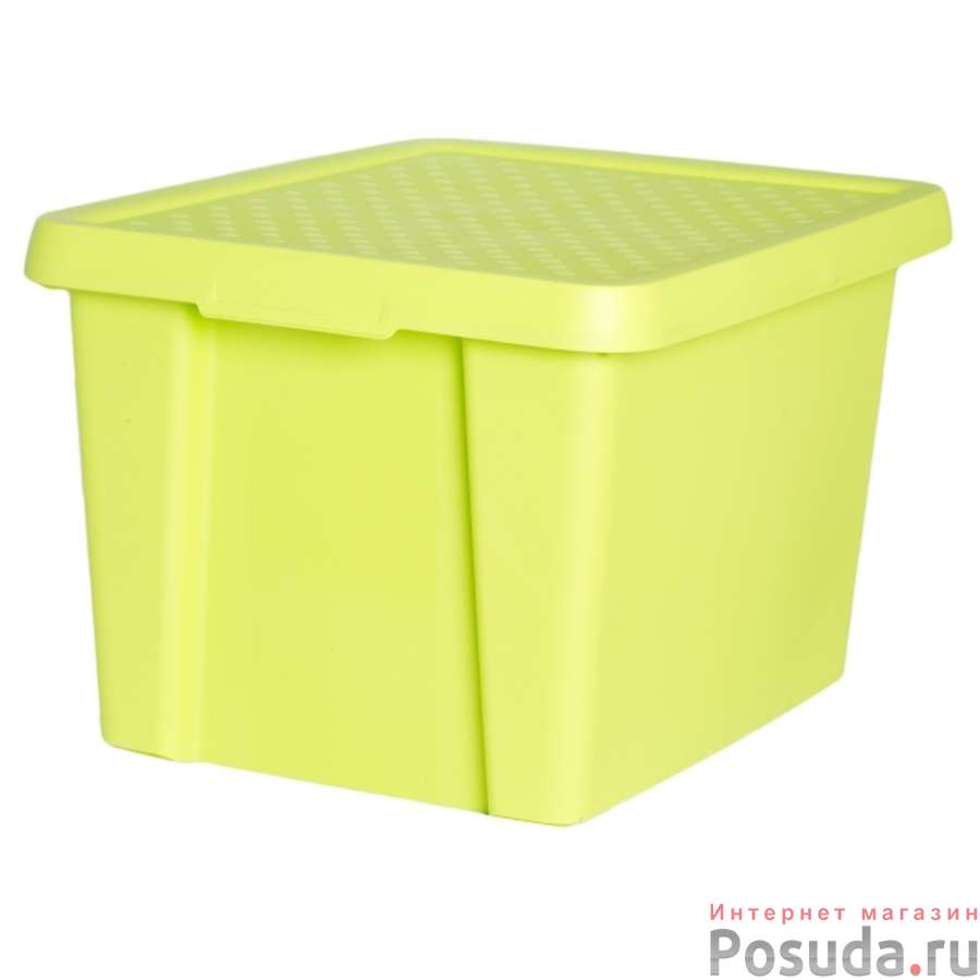 Коробка для хранения Curver "Essentials", с крышкой, цвет: зеленый, 26 л