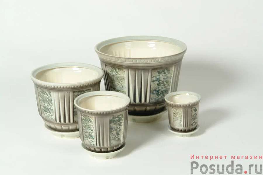 Горшок керамический с/п. "Модерн серый №1" d=30.5, h=21.5, 9.5л.