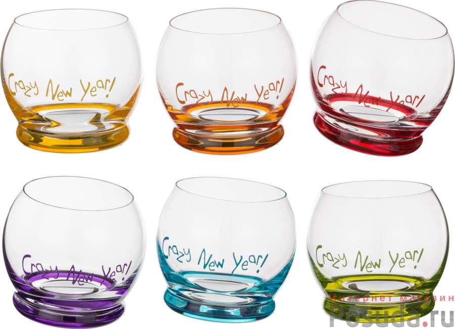 Набор стаканов из 6 шт. Crazy new year 390 мл. высота=9 см.