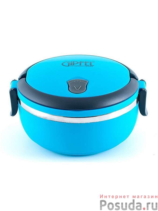Ланч-бокс герметичный круглый с одним контейнером 600мл и складыв.ручкой. GIPFEL 