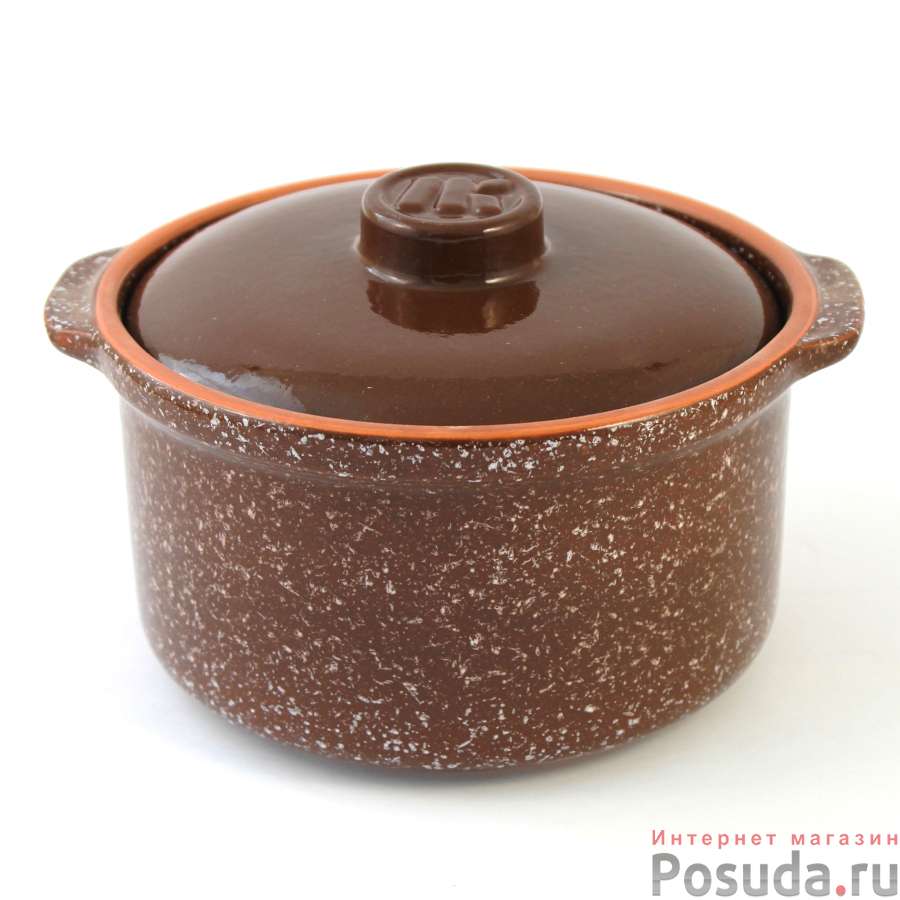 Горшок- сотейник 1,0л (мрамор коричневый) (12) 1ГС3мк-2