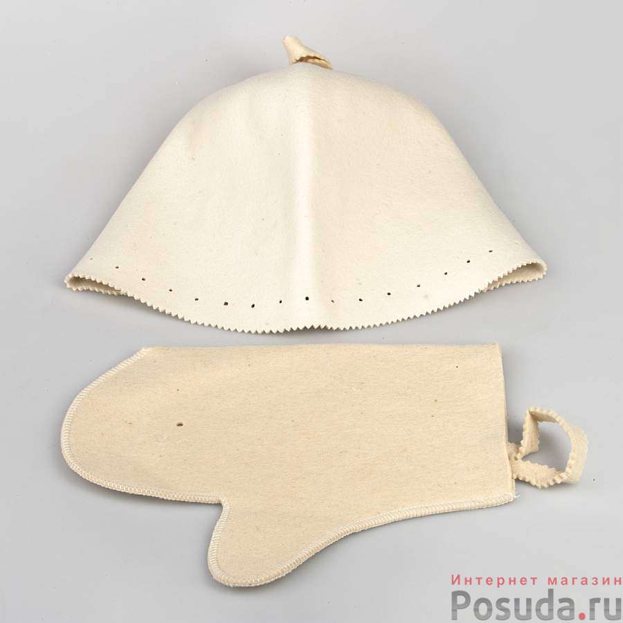 Набор для сауны: шапка+рукавица фетровые Антелла