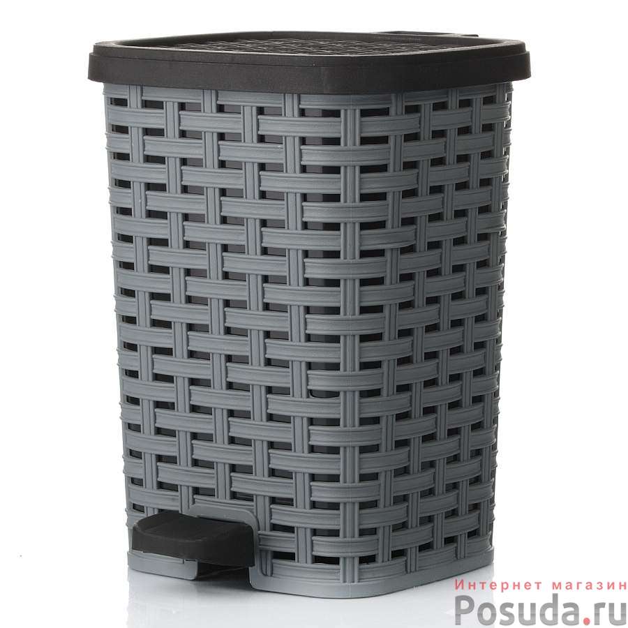 Мусорное ведро с педалью Раттан, объем 6 л, 200*200*270 мм