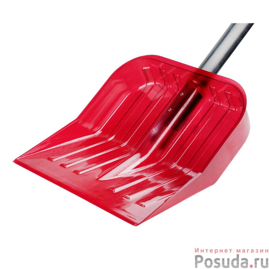 Лопата д/снега из поликарб.с черенком (430*420) (красный)