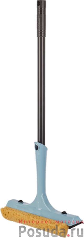 Щетка для мытья окон SVIP Quadra Line с пористой губкой, ручка 44 см небесный