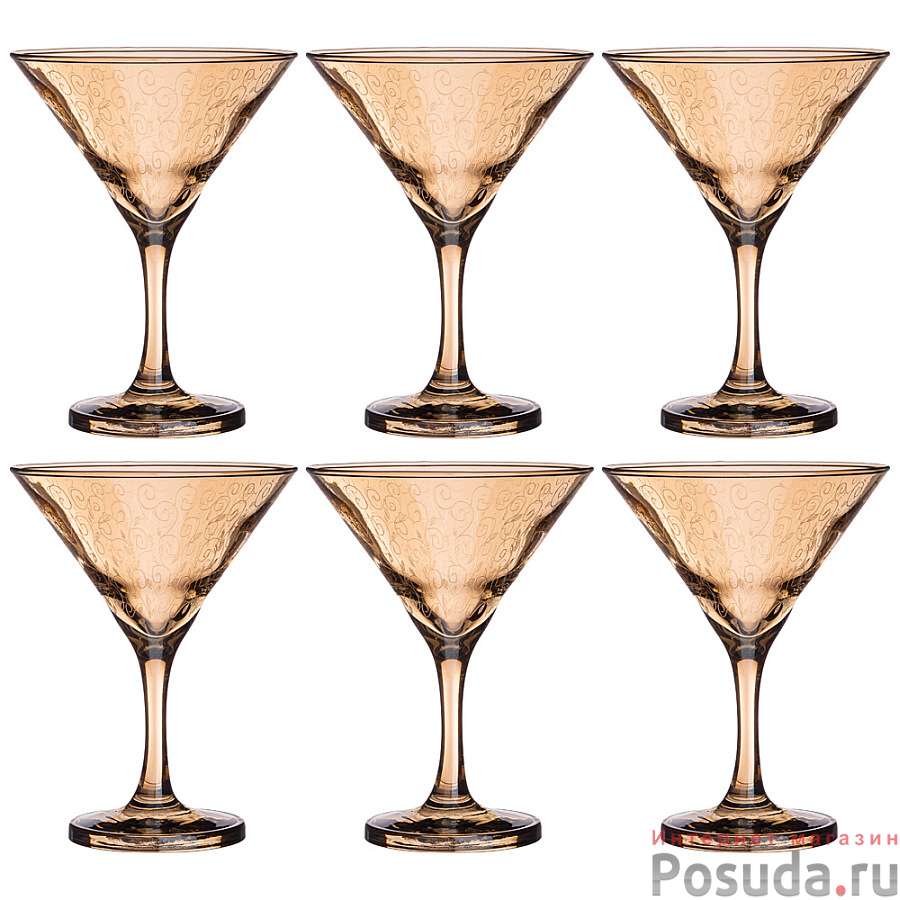 Набор 6 бокалов для мартини 190 мл Медовый весенний 