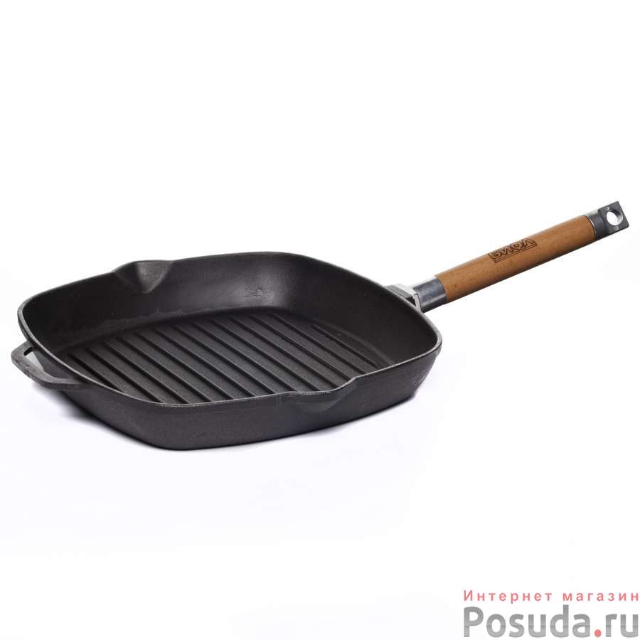 Сковорода-гриль без крышки чугунная 280х280 со съемной ручкой