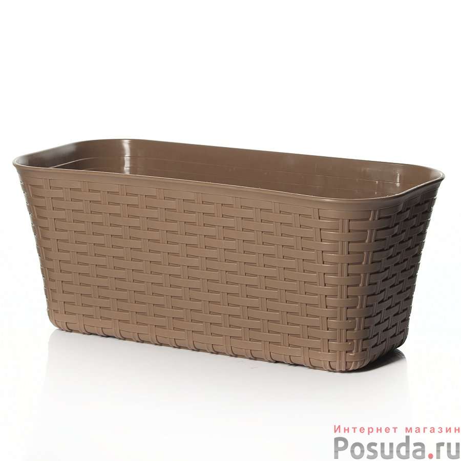 Балконный ящик Ротанг 400 мм (бежевый ротанг)