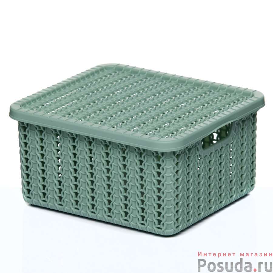 Коробка Idea "Вязание", цвет: фисташковый, 1,5 л, с крышкой